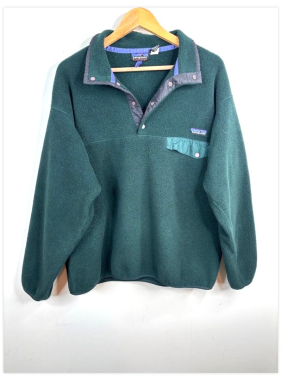 Vintage 90s Patagonia Synchilla Snap-T Fleece Mens L Pullover Hunter Green F250